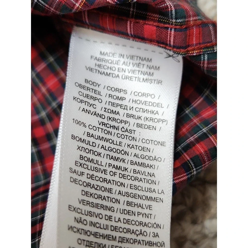 Ralph Lauren Kids Tartan Red Plaid Button Down Shirt Long Sleeve L 14-16